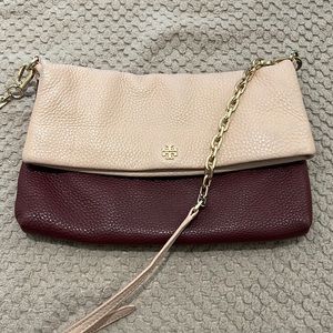 Tory Burch Fold Over Crossbody - two tone